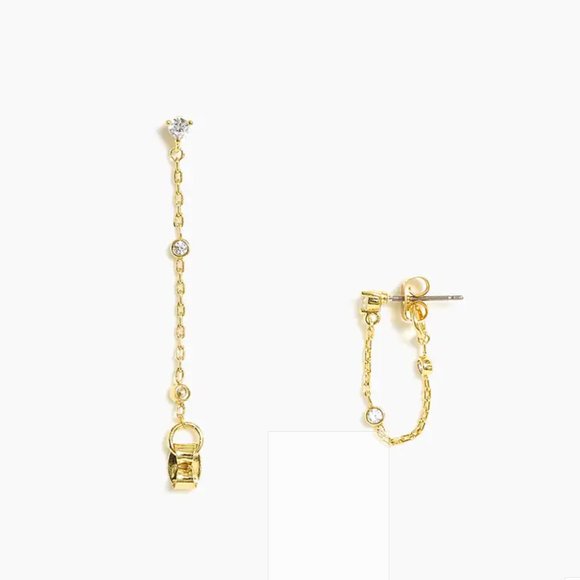 J Crew Chainlink earrings with crystal charm, NWT - Picture 3 of 3